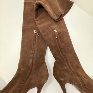 Beautiful Ralph Lauren Collection Brown Suede Pull On Knee High Boots Sz 6 1/2‎